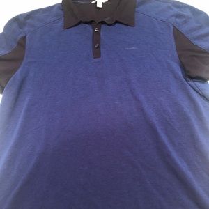 Calvin Klein Liquid Cotton Blue/Black Polo Large